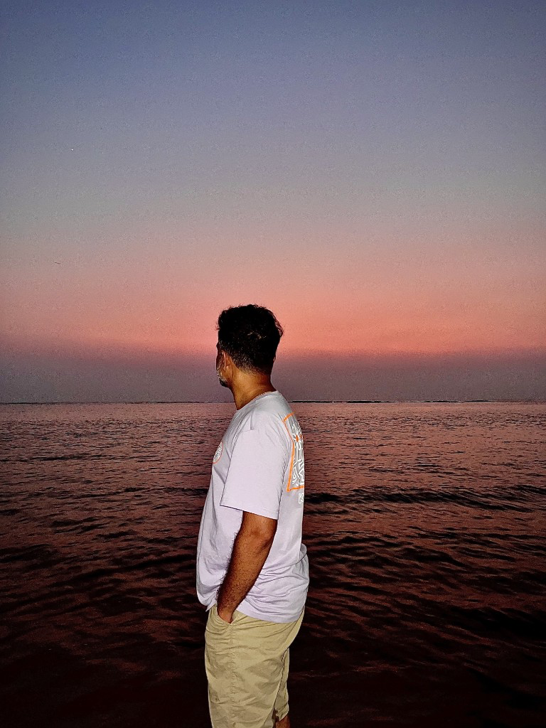 Yogesh Bhusara, photographed outdoors at sunset
